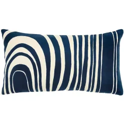 Discount Kirklands Home Navy and Natural Wave Lumbar Pillow