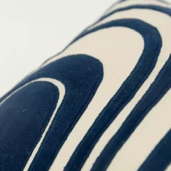 Discount Kirklands Home Navy and Natural Wave Lumbar Pillow