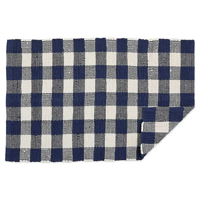 Clearance Kirklands Home Navy and White Buffalo Check Accent Rug Blue