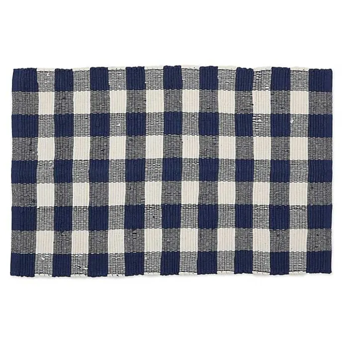 Clearance Kirklands Home Navy and White Buffalo Check Accent Rug Blue