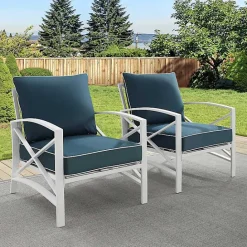 Online Kirklands Home Navy and White Dayton Outdoor Chairs, Set of 2 Blue