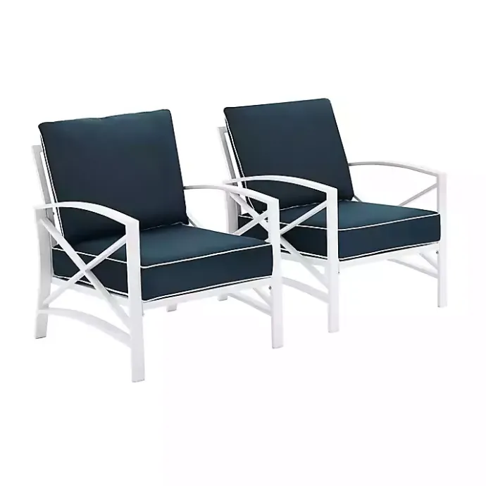 Online Kirklands Home Navy and White Dayton Outdoor Chairs, Set of 2 Blue