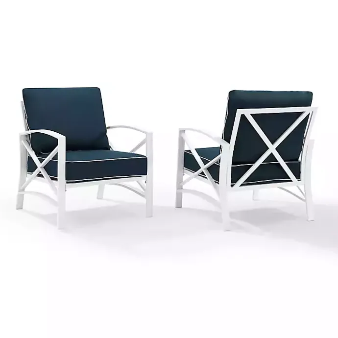 Online Kirklands Home Navy and White Dayton Outdoor Chairs, Set of 2 Blue