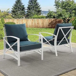 Online Kirklands Home Navy and White Dayton Outdoor Chairs, Set of 2 Blue
