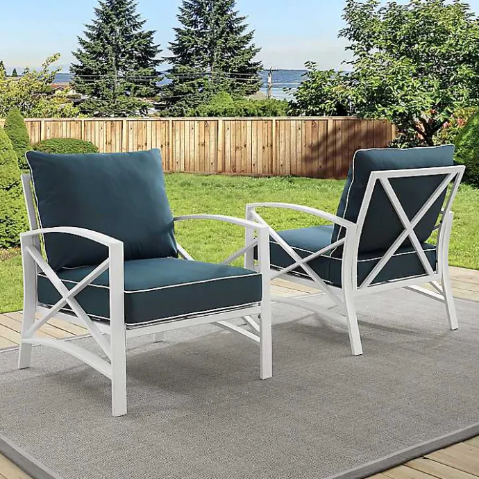 Online Kirklands Home Navy and White Dayton Outdoor Chairs, Set of 2 Blue