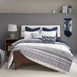 Outlet Kirklands Home Navy and White 3-pc. California King Duvet Set