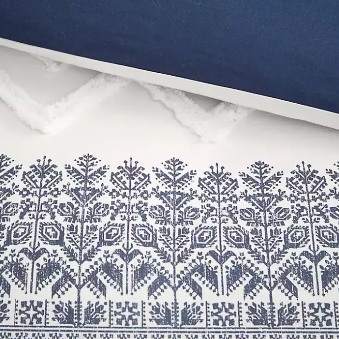 Outlet Kirklands Home Navy and White 3-pc. California King Duvet Set