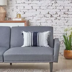 Clearance Kirklands Home Navy and White Stripe Fringe Throw Pillow Blue