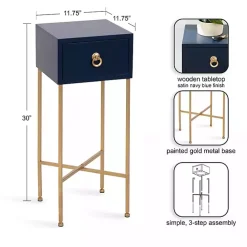 Clearance Kirklands Home Navy and Gold Glam Accent Table Blue