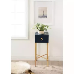 Clearance Kirklands Home Navy and Gold Glam Accent Table Blue