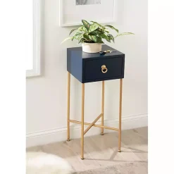 Clearance Kirklands Home Navy and Gold Glam Accent Table Blue