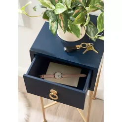 Clearance Kirklands Home Navy and Gold Glam Accent Table Blue
