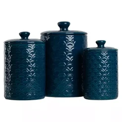 Best Kirklands Home Navy Atlantic Ceramic Canisters, Set of 3 Blue