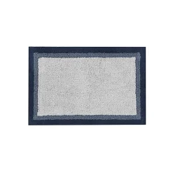 Sale Kirklands Home Navy Border Cotton Bath Mat, 27x45 Blue