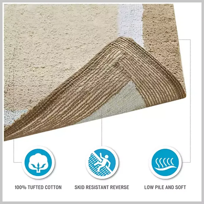 Sale Kirklands Home Navy Border Cotton Bath Mat, 27x45 Blue