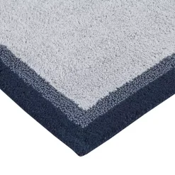 Sale Kirklands Home Navy Border Cotton Bath Mat, 27x45 Blue