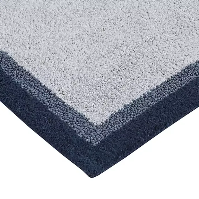 Sale Kirklands Home Navy Border Cotton Bath Mat, 27x45 Blue