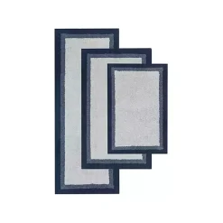 Sale Kirklands Home Navy Border Cotton Bath Mat, 27x45 Blue