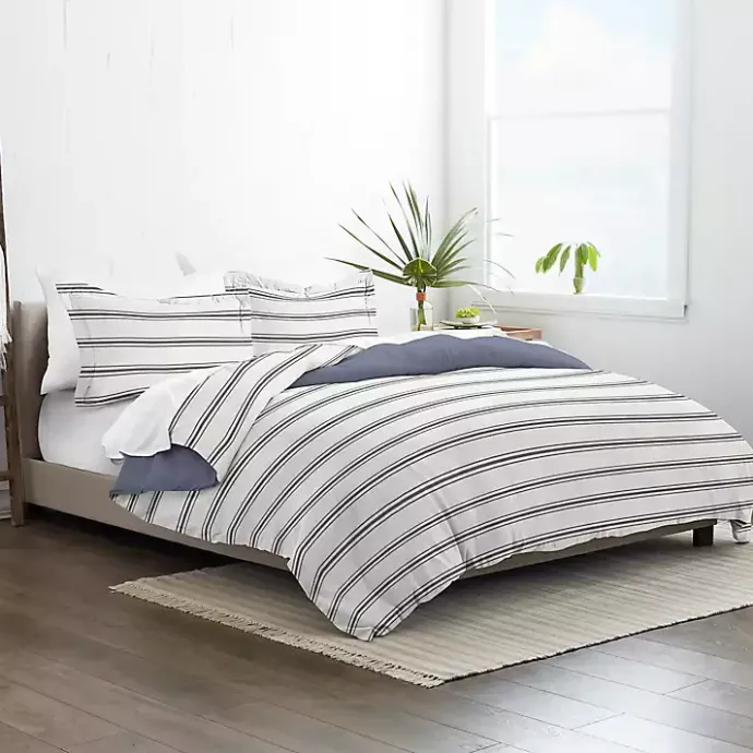 Online Kirklands Home Navy Blue Echo Stripe 3-pc. King Duvet Cover Set