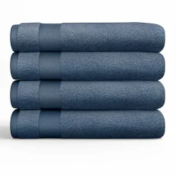 Discount Kirklands Home Navy Essential Cotton Bath Towels, Set of 4 Blue