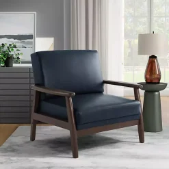 Hot Kirklands Home Navy Faux Leather Ambon Accent Chair Blue