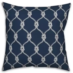 Clearance Kirklands Home Navy Knots Indoor/Outdoor Pillow Blue