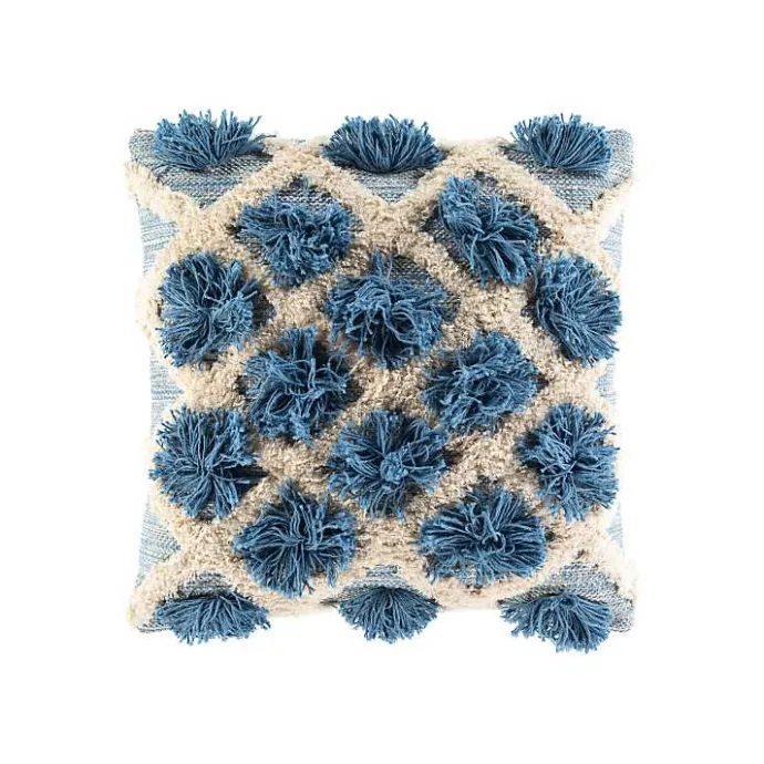 Hot Kirklands Home Navy Pom Pom Pillow Blue