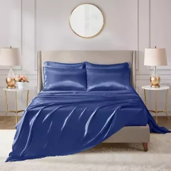 Discount Kirklands Home Navy Satin 6-pc. Full Sheet Set Blue