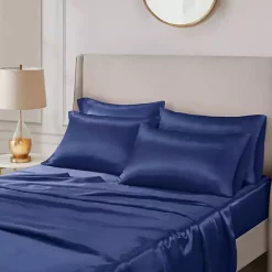 Kirklands Home Navy Satin 6-pc. King Sheet Set Blue