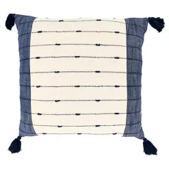 Clearance Kirklands Home Navy Blue Stripe Tassel Throw Pillow