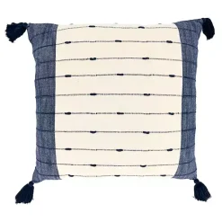 Clearance Kirklands Home Navy Blue Stripe Tassel Throw Pillow