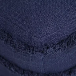 New Kirklands Home Navy Tufted Stripe Cotton Square Pouf Blue