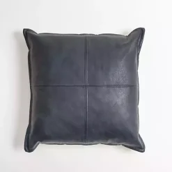 Online Kirklands Home Navy Vegan Leather Throw Pillow Blue