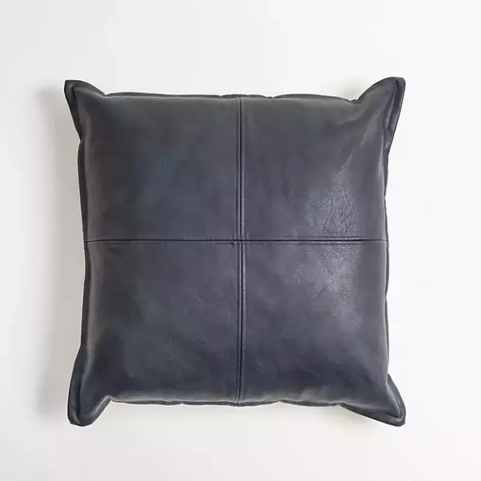 Online Kirklands Home Navy Vegan Leather Throw Pillow Blue
