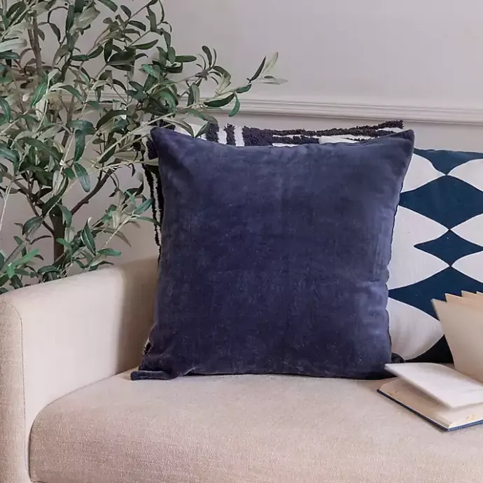Hot Kirklands Home Navy Velvet Handmade Throw Pillow Blue