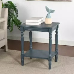 Discount Kirklands Home Navy Wood Sybil Accent Table Blue