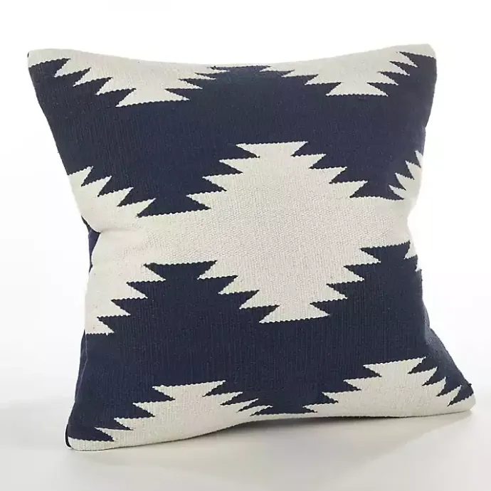 Online Kirklands Home Navy Blue Wool Kilim Outdoor Pillow
