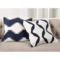 Online Kirklands Home Navy Blue Wool Kilim Outdoor Pillow