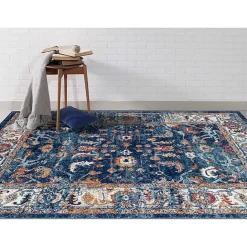 Outlet Kirklands Home Navy Bordered Pattern Area Rug, 7x9