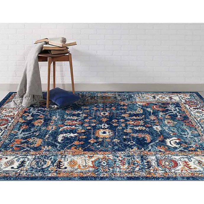 Outlet Kirklands Home Navy Bordered Pattern Area Rug, 7x9