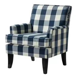Clearance Kirklands Home Navy Buffalo Check Upholstered Armchair Blue