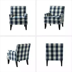 Clearance Kirklands Home Navy Buffalo Check Upholstered Armchair Blue