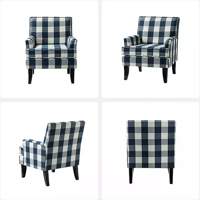 Clearance Kirklands Home Navy Buffalo Check Upholstered Armchair Blue