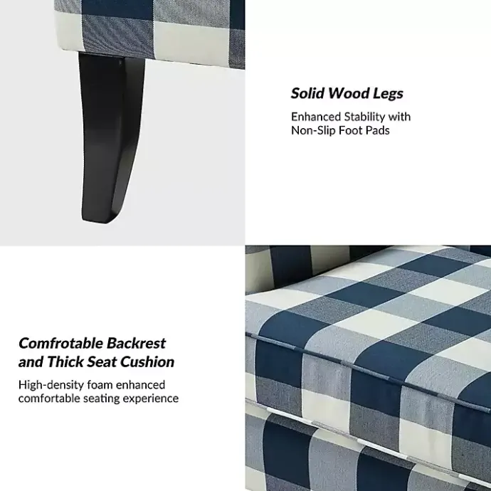 Clearance Kirklands Home Navy Buffalo Check Upholstered Armchair Blue
