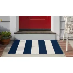 Sale Kirklands Home Navy Cabana Stripe Indoor/Outdoor Scatter Rug