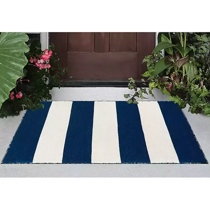 Sale Kirklands Home Navy Cabana Stripe Indoor/Outdoor Scatter Rug