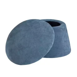 Kirklands Home Navy Chenille Mushroom Storage Ottoman Blue