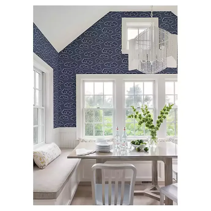 Discount Kirklands Home Navy Cloudy Skies Peel & Stick Wallpaper Blue