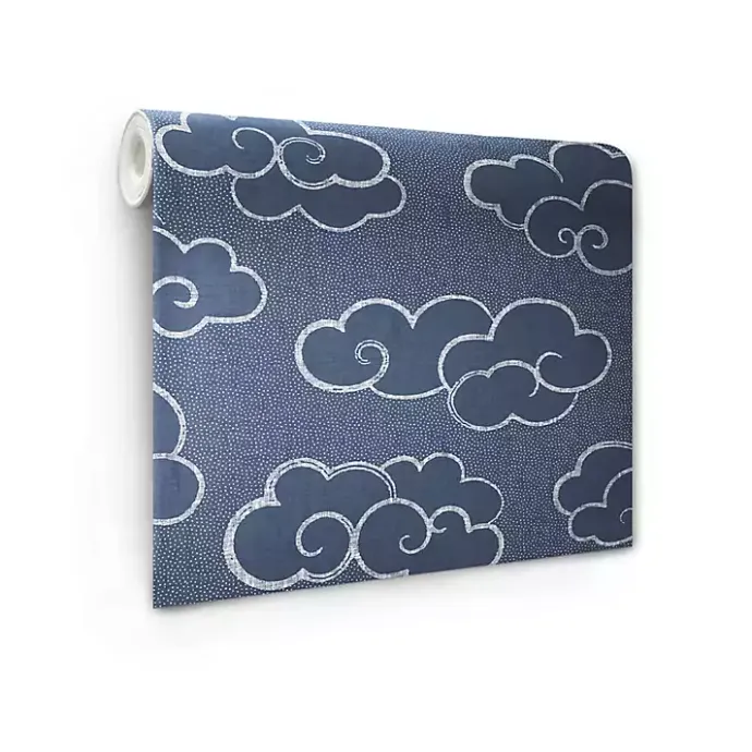 Discount Kirklands Home Navy Cloudy Skies Peel & Stick Wallpaper Blue