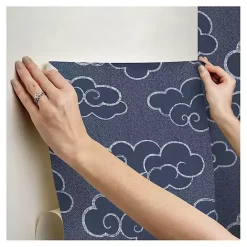 Discount Kirklands Home Navy Cloudy Skies Peel & Stick Wallpaper Blue